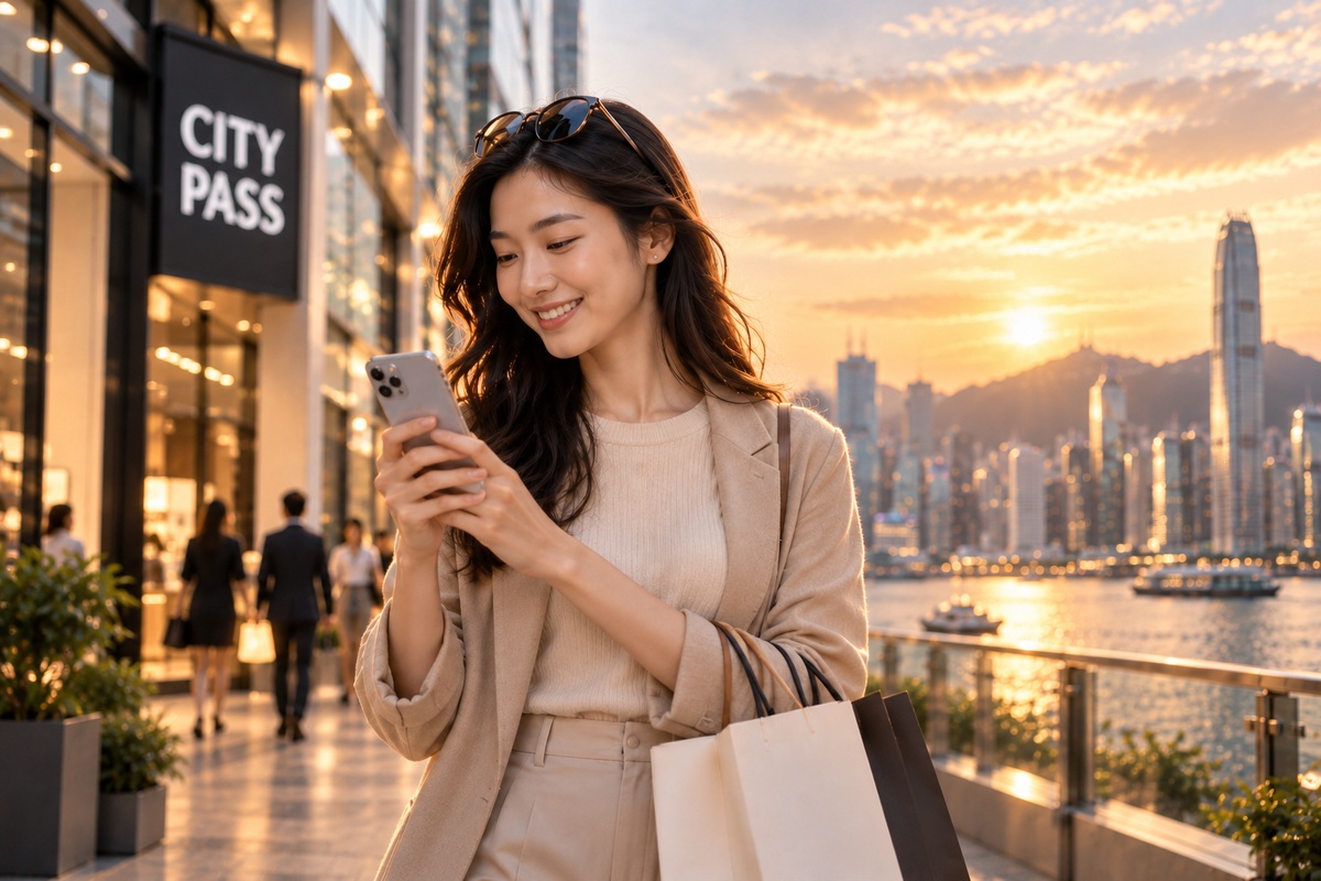 A consumer using mobile services in city commerce